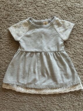 Tucker + Tate Gray Dress with White Lace Trim